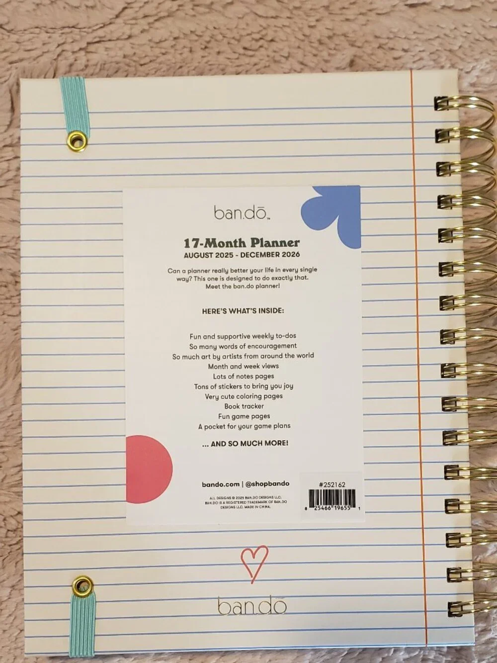 NWT- ban.do 17 Month Planner, Infinite Potential. Notes, Trackers, Stickers.